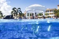 Fitness class aqua aerobics on  bikes in swimming pool Royalty Free Stock Photo