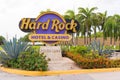 PUNTA CANA, DOMINICAN REPUBLIC - MAY 22 2017: Sign of the hotel and the casino `Hard Rock`