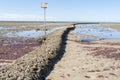 Punta Candor beach, Rota, Cadiz, Spain. Fishing weir, fish weir, fishgarth or kiddle