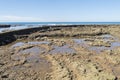 Punta Candor beach, Rota, Cadiz, Spain. Fishing weir, fish weir, fishgarth or kiddle