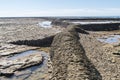 Punta Candor beach, Rota, Cadiz, Spain. Fishing weir, fish weir, fishgarth or kiddle Royalty Free Stock Photo