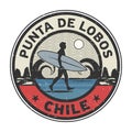 Punta de Lobos, Chile - surfer sticker, stamp or sign design Royalty Free Stock Photo