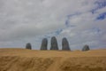 PUNTA DEL ESTE, URUGUAY - MAY 04, 2016: hand sculpture located in playa brava a touristic beach in uruguay