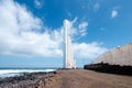 PUNTA DEL HIDALGO, TENERIFE/CANARY ISLANDS, SPAIN - APRIL 13, 2018: Modern Lighthouse. Punta del Hidalgo, Spain, on April 13, 2018