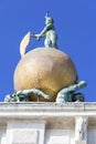 Punta della Dogana, top of the tower, golden globe with statue Fortune, Venice, Italy