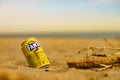 Fanta can on beach, 29 January 2020, Spain