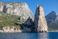 Punta Pedra Longa is a limestone-dolomitic block, an integral detached part of the vast plateau of Baunei Royalty Free Stock Photo