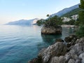 Punta Rata Beach in the Croatian resort of Brela. Beautiful Adriatic Sea landscape