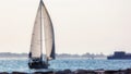 Punta Sabbione landscape at sunset at the mouth of the marina with panorama of Venice in the background