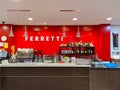 Punta Umbria, Huelva, Spain - June 3, 2020: inside of Cafeteria and ice cream parlour Ferretti in calle Ancha, Punta Umbria,