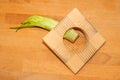 Puntarelle, tipycal Italian chicory, on wooden from above Royalty Free Stock Photo