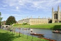 Punting canals Cambridge England. tourists