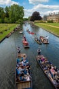 Punting in summer on the river Cam, Cambridge, UK