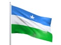 Puntland flag waving on white background, close up, isolated. 3D render