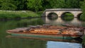 Punts moored on the river cam Royalty Free Stock Photo