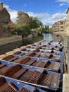 Punts Moored on the River Cam