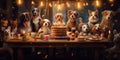 Pup-tastic Celebration Puppy Birthday Party with Cake and Ice Cream. Generative AI