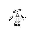 Pupil book ruler pen icon. Element of school icon