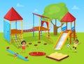 Pupils Active on School Yard, Classmate Vector Royalty Free Stock Photo