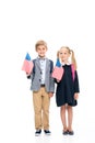 Pupils with american flags Royalty Free Stock Photo