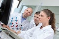 Pupils carrying out experiment in science class Royalty Free Stock Photo