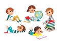 Pupils. Children having rest after doing study learning Royalty Free Stock Photo