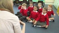 Pupils Copying Teacher's Actions Whilst Singing Song