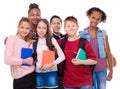 Pupils with different complexion and clothes Royalty Free Stock Photo