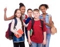 Pupils with different complexion and clothes Royalty Free Stock Photo