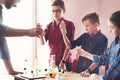 Pupils doing biochemistry research, stem education Royalty Free Stock Photo