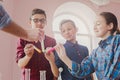 Pupils doing biochemistry research, stem education Royalty Free Stock Photo