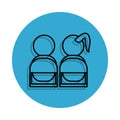 pupils icon. Element of school for mobile concept and web apps icon. Thin line icon with shadow in badge for website design and de