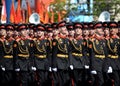 Pupils of the Moscow military Suvorov school during the parade on the Red Square in honor of the Victory Day.