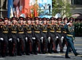 Pupils of the Moscow military Suvorov school during the parade on the Red Square in honor of the Victory Day.