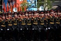 Pupils of the Moscow military Suvorov school during the parade on the Red Square in honor of the Victory Day.