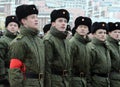 Pupils of the Moscow Suvorov Military School are preparing for the parade on November 7 in Red Square.