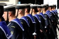 Pupils non-commissioned officers of the Italian Navy lined up from behind. Taranto, Puglia, Italy