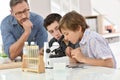 Pupils at school in chemistry class