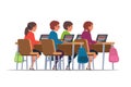 Pupils at school flat illustration