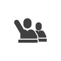 Pupils sitting at the desk vector icon