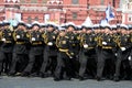 Pupils of the St. Petersburg Nakhimov naval school at the dress rehearsal of the parade on red square in honor of Victory Day