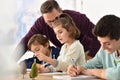 Pupils and teacher in biology class Royalty Free Stock Photo