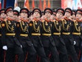 The pupils of the Tver Kalinin Suvorov military school during the parade on red square in honor of Victory Day.