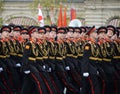 The pupils of the Tver Kalinin Suvorov military school during the parade on red square in honor of Victory Day.