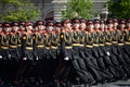 Pupils of the Tver Military Suvorov School during the parade on Red Square in honor of the Victory Day.