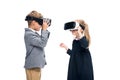 Pupils in VR headsets Royalty Free Stock Photo