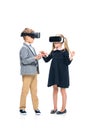 Pupils in VR headsets Royalty Free Stock Photo