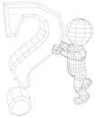 Puppet 3d man holding question sign Royalty Free Stock Photo