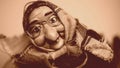 Puppet for the epiphany of a old witch with glasses and kerchief on the head Royalty Free Stock Photo
