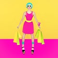 Puppet girl, Crazy Shopping Royalty Free Stock Photo